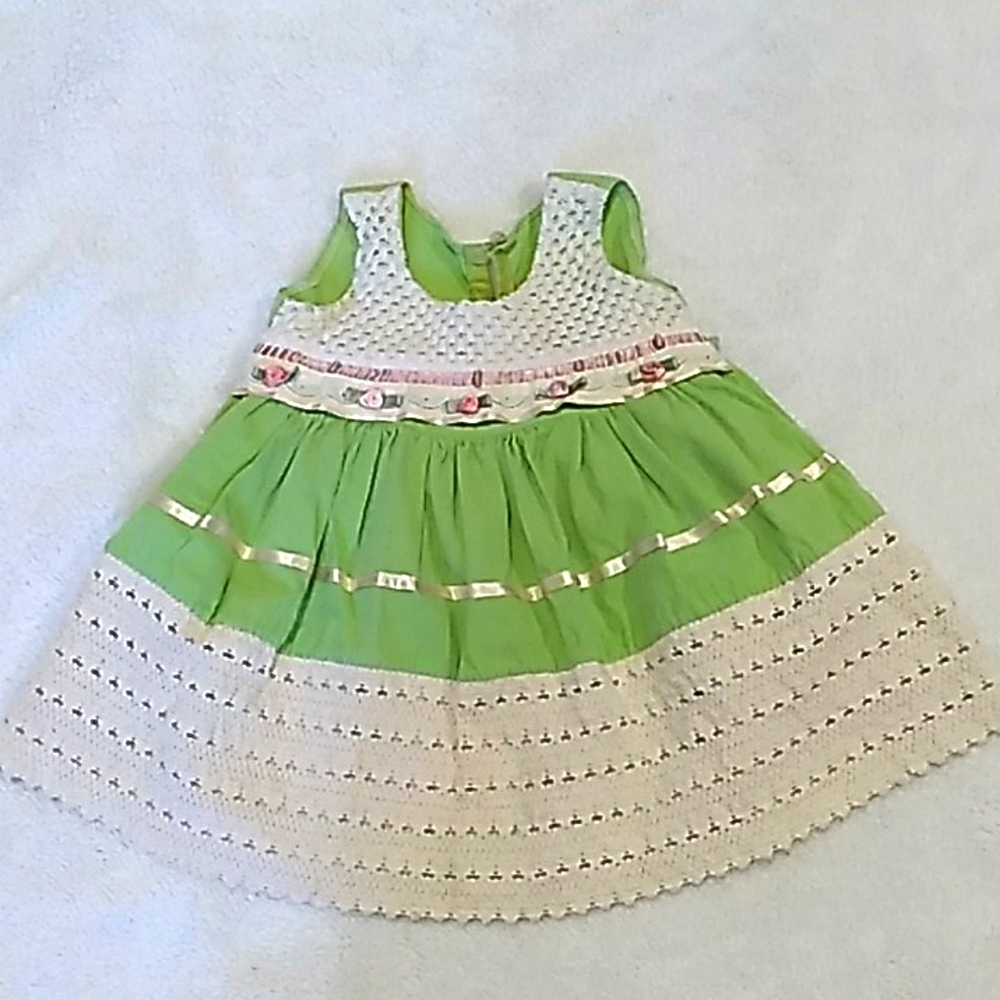 hand made vintage Size 2T beautiful  green  dress